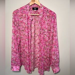 Kut From The Kloth Lightweight Semi-Sheer Pink Top size medium
